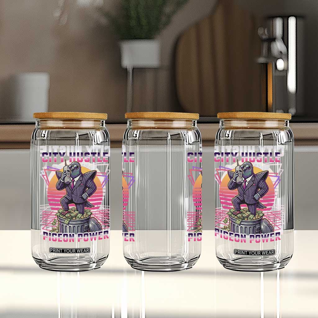 Retro City Hustle Pigeon Power Glass Can Funny 80s Style Money Bird Gangsta TS02 Print Your Wear