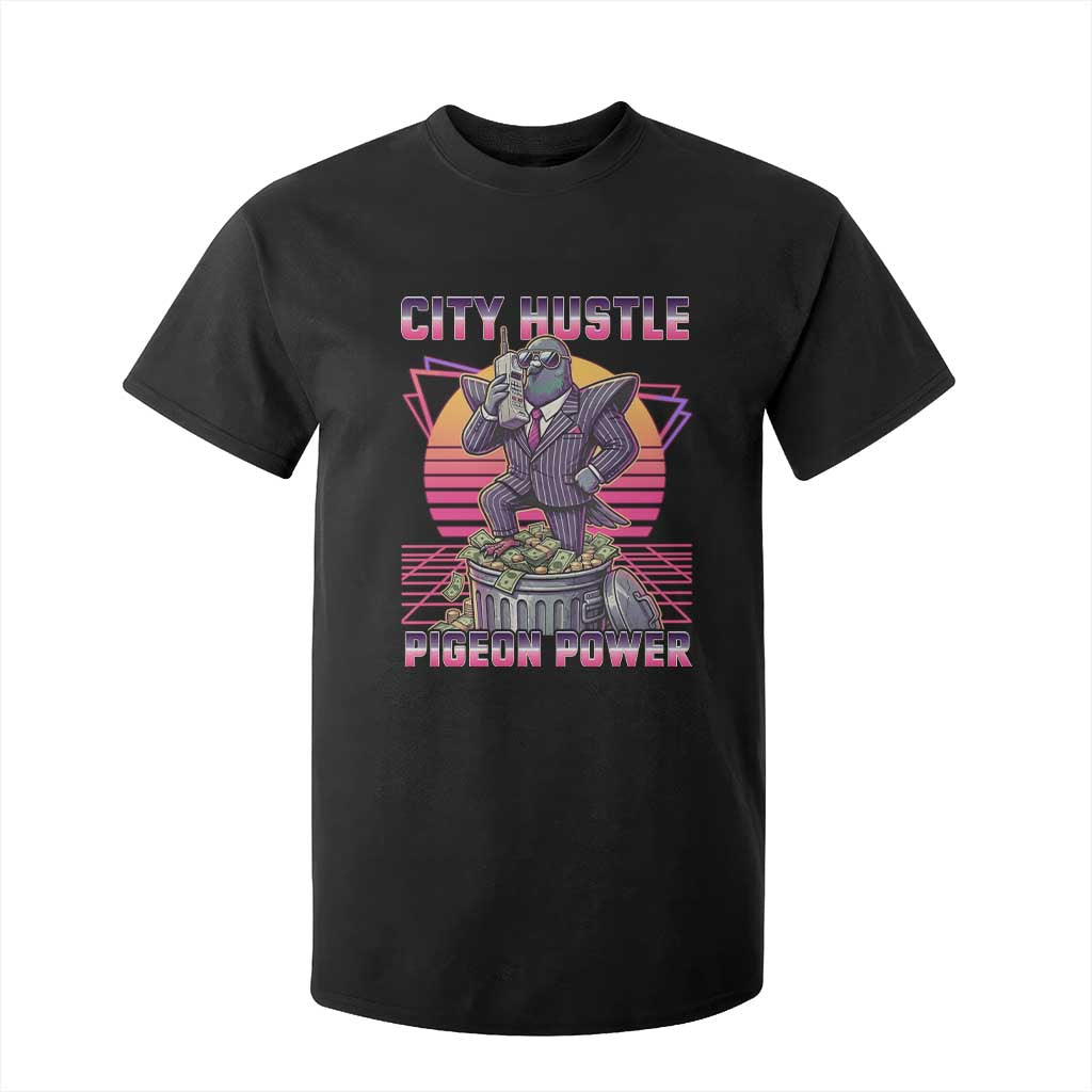 Retro City Hustle Pigeon Power T Shirt For Kid Funny 80s Style Money Bird Gangsta TS02 Black Print Your Wear