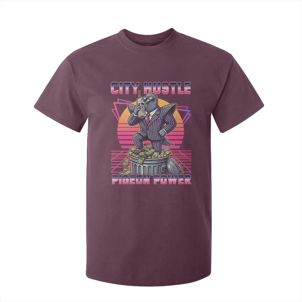 Retro City Hustle Pigeon Power T Shirt For Kid Funny 80s Style Money Bird Gangsta TS02 Maroon Print Your Wear