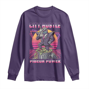 Retro City Hustle Pigeon Power Long Sleeve Shirt Funny 80s Style Money Bird Gangsta TS02 Purple Print Your Wear