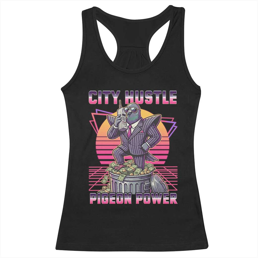 Retro City Hustle Pigeon Power Racerback Tank Top Funny 80s Style Money Bird Gangsta TS02 Black Print Your Wear