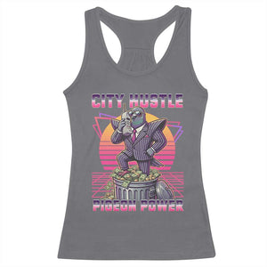 Retro City Hustle Pigeon Power Racerback Tank Top Funny 80s Style Money Bird Gangsta TS02 Charcoal Print Your Wear