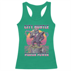 Retro City Hustle Pigeon Power Racerback Tank Top Funny 80s Style Money Bird Gangsta TS02 Irish Green Print Your Wear