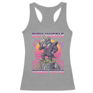 Retro City Hustle Pigeon Power Racerback Tank Top Funny 80s Style Money Bird Gangsta TS02 Sport Gray Print Your Wear