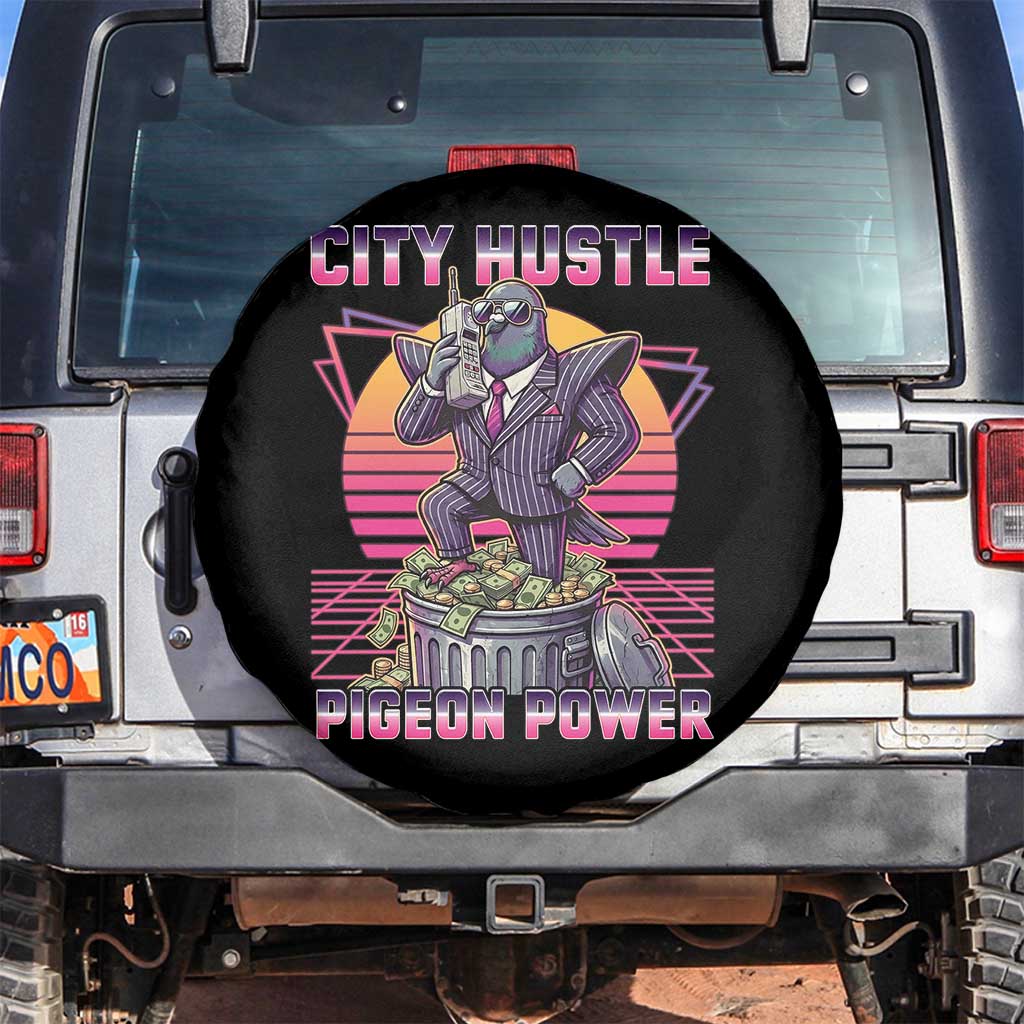 Retro City Hustle Pigeon Power Spare Tire Cover Funny 80s Style Money Bird Gangsta TS02 No hole Black Print Your Wear