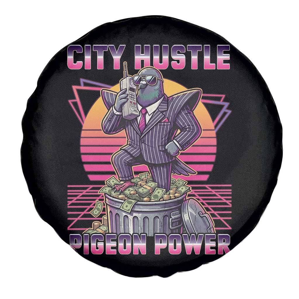 Retro City Hustle Pigeon Power Spare Tire Cover Funny 80s Style Money Bird Gangsta TS02 Print Your Wear