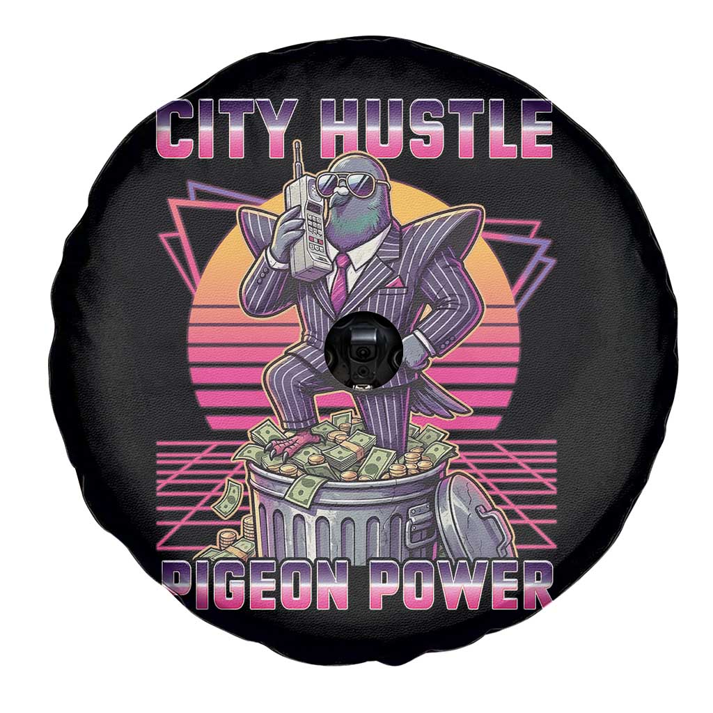 Retro City Hustle Pigeon Power Spare Tire Cover Funny 80s Style Money Bird Gangsta TS02 Print Your Wear