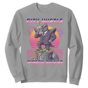 Retro City Hustle Pigeon Power Sweatshirt Funny 80s Style Money Bird Gangsta TS02 Sport Gray Print Your Wear
