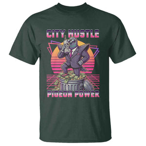 Retro City Hustle Pigeon Power T Shirt Funny 80s Style Money Bird Gangsta TS02 Dark Forest Green Print Your Wear