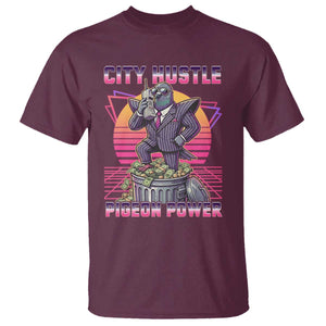 Retro City Hustle Pigeon Power T Shirt Funny 80s Style Money Bird Gangsta TS02 Maroon Print Your Wear