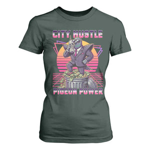 Retro City Hustle Pigeon Power T Shirt For Women Funny 80s Style Money Bird Gangsta TS02 Dark Forest Green Print Your Wear