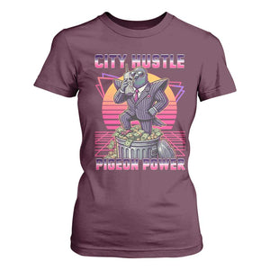 Retro City Hustle Pigeon Power T Shirt For Women Funny 80s Style Money Bird Gangsta TS02 Maroon Print Your Wear