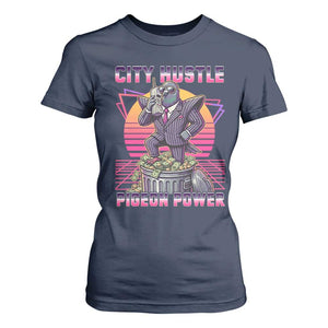 Retro City Hustle Pigeon Power T Shirt For Women Funny 80s Style Money Bird Gangsta TS02 Navy Print Your Wear