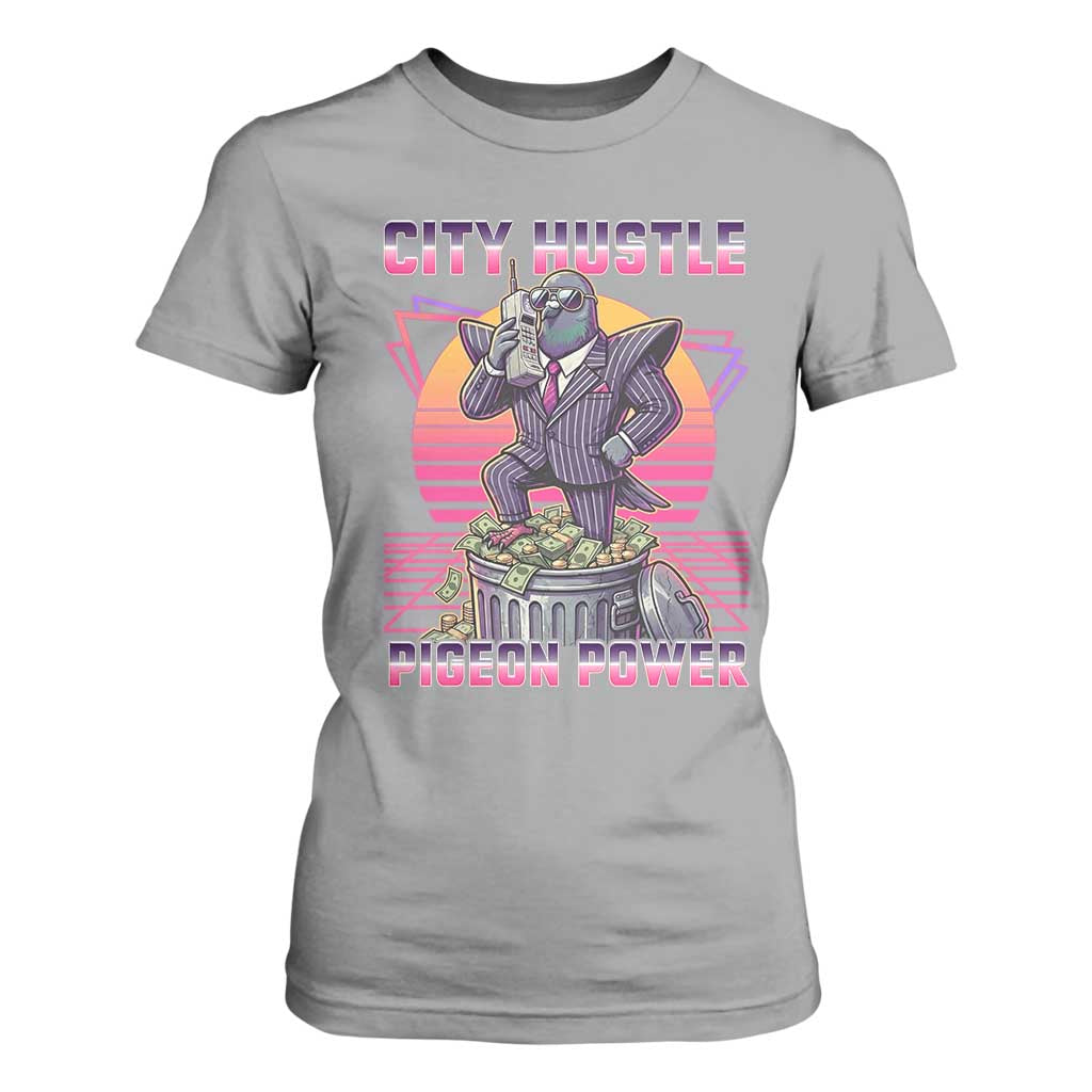 Retro City Hustle Pigeon Power T Shirt For Women Funny 80s Style Money Bird Gangsta TS02 Sport Gray Print Your Wear