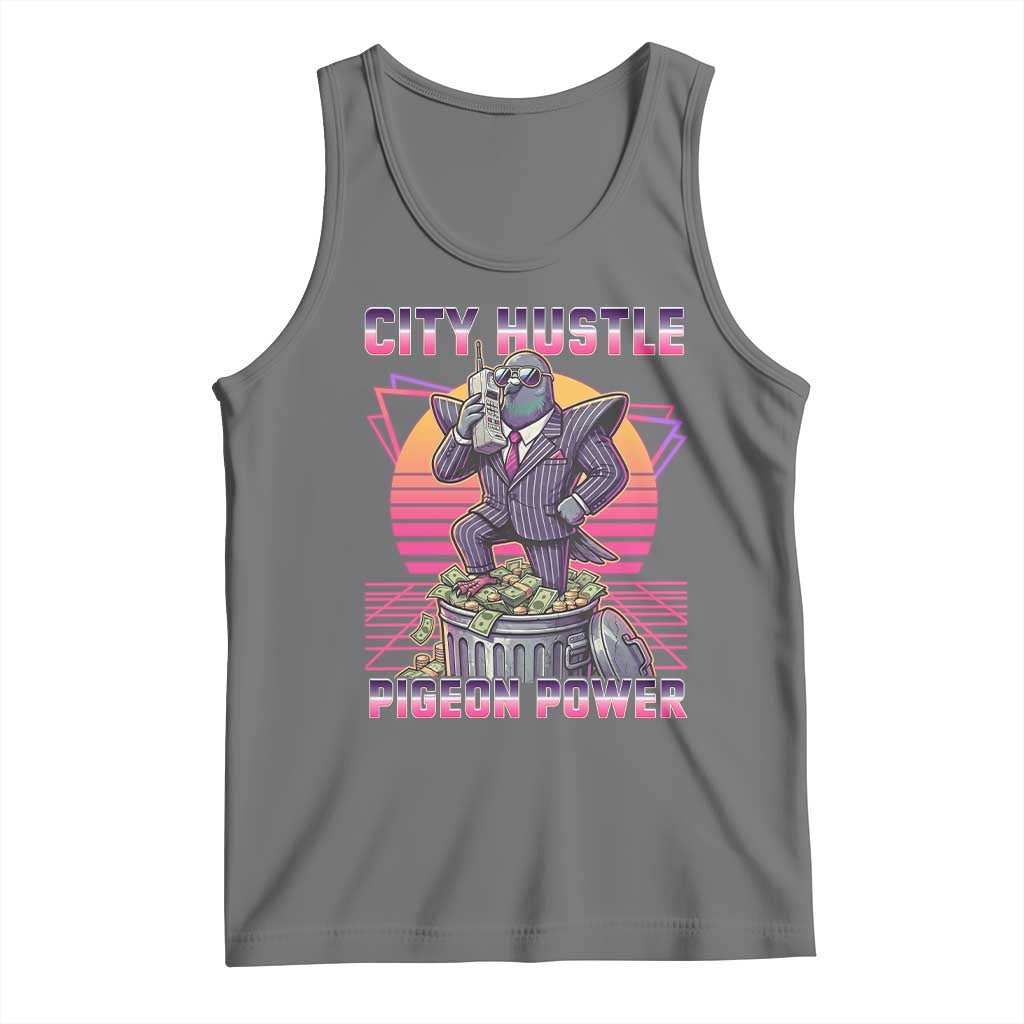 Retro City Hustle Pigeon Power Tank Top Funny 80s Style Money Bird Gangsta TS02 Black Heather Print Your Wear