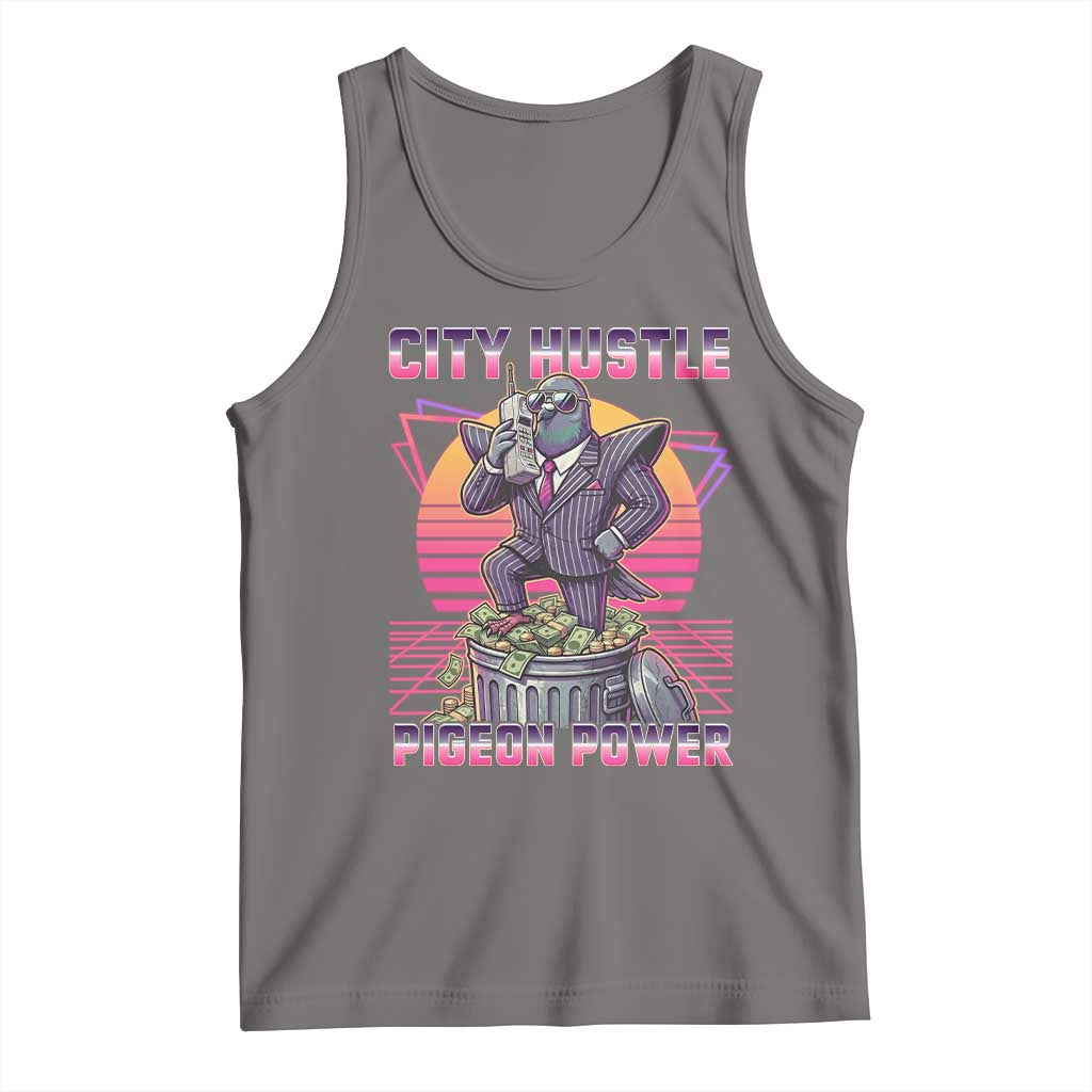 Retro City Hustle Pigeon Power Tank Top Funny 80s Style Money Bird Gangsta TS02 Deep Heather Print Your Wear