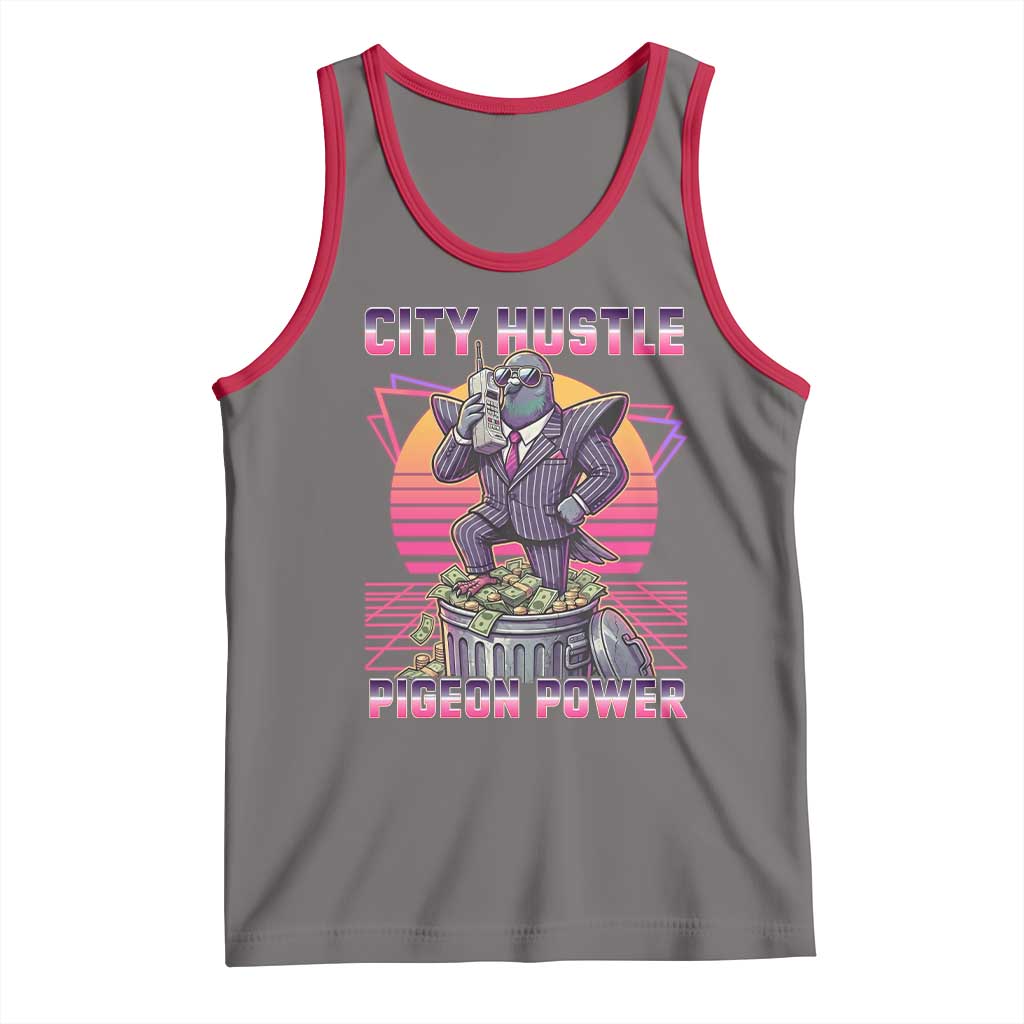 Retro City Hustle Pigeon Power Tank Top Funny 80s Style Money Bird Gangsta TS02 Deep Heather Red Print Your Wear