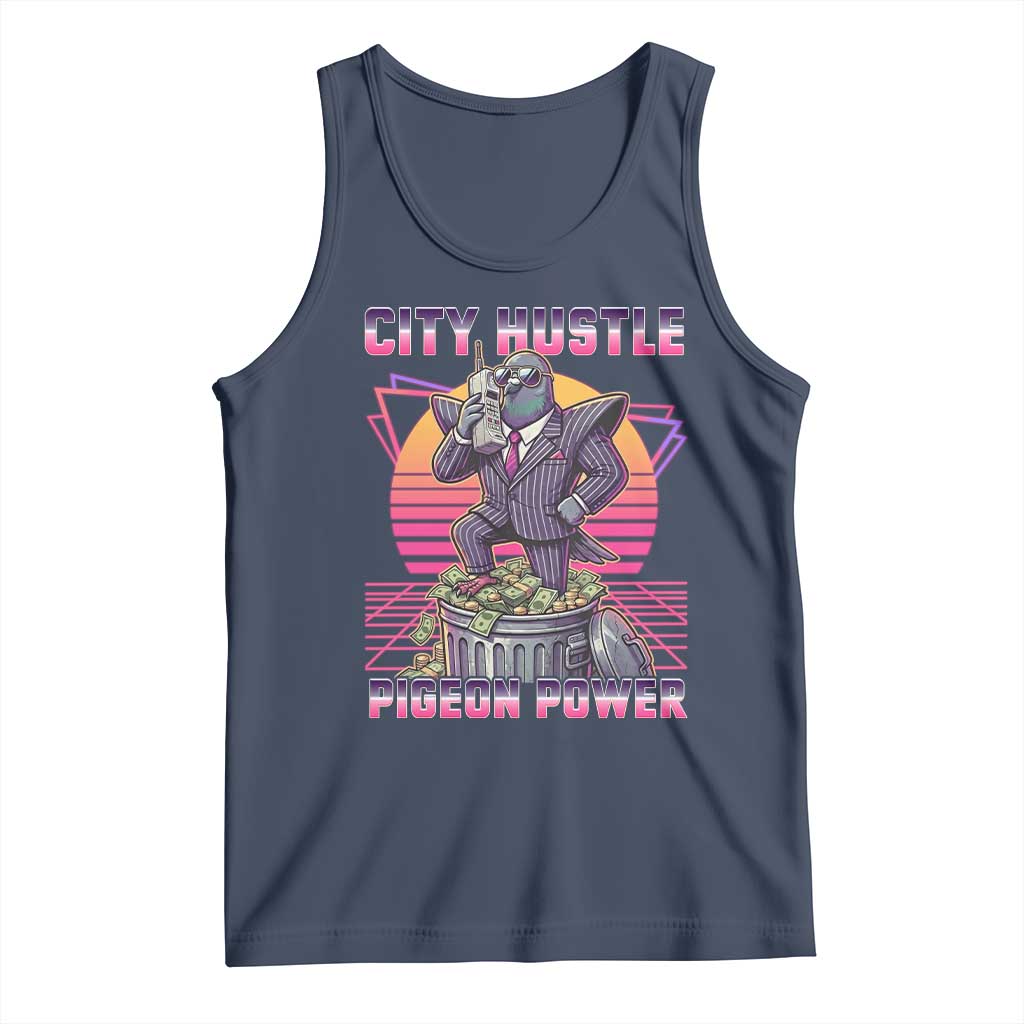 Retro City Hustle Pigeon Power Tank Top Funny 80s Style Money Bird Gangsta TS02 Navy Print Your Wear