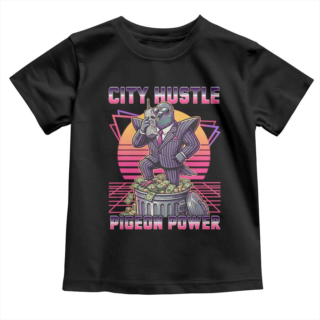 Retro City Hustle Pigeon Power Toddler T Shirt Funny 80s Style Money Bird Gangsta TS02 Black Print Your Wear