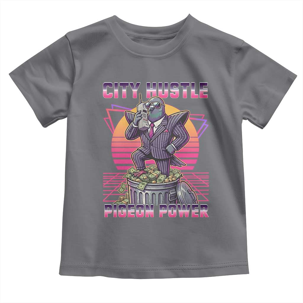 Retro City Hustle Pigeon Power Toddler T Shirt Funny 80s Style Money Bird Gangsta TS02 Charcoal Print Your Wear