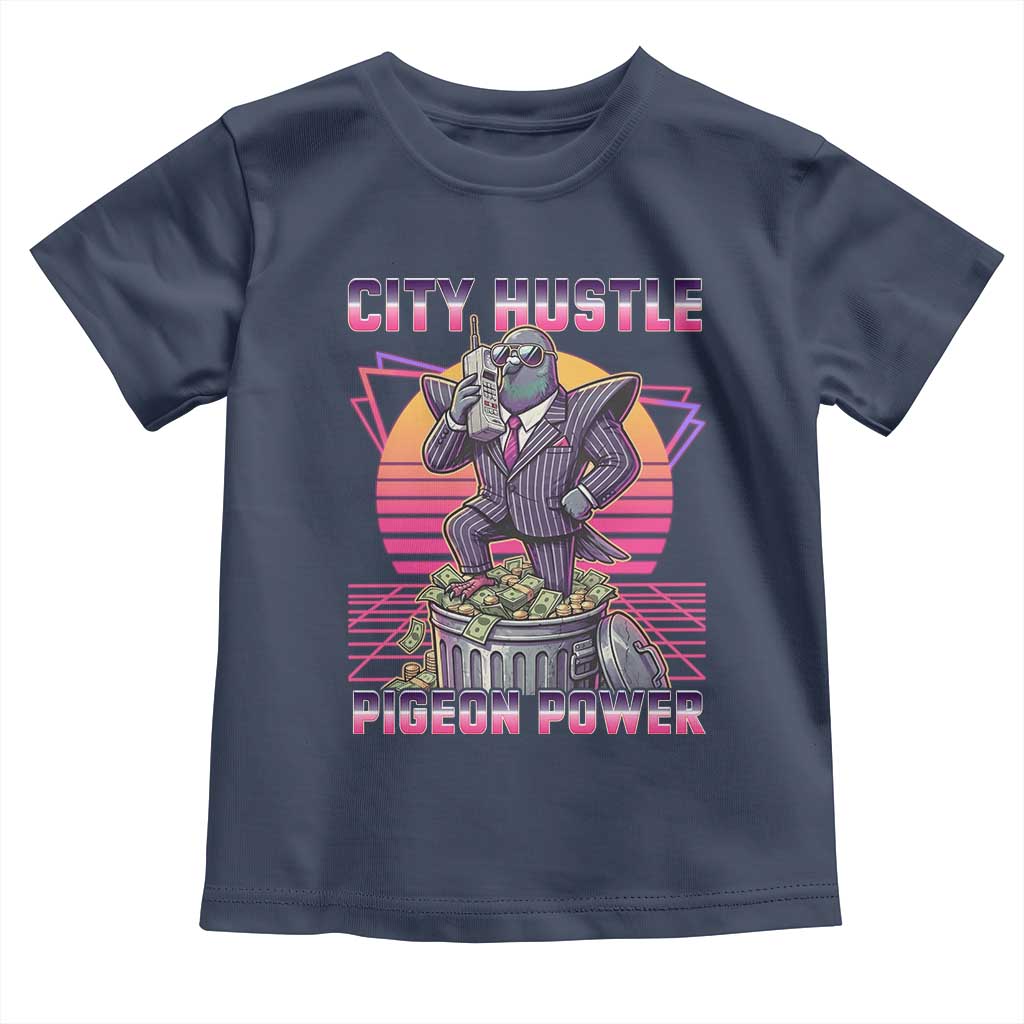 Retro City Hustle Pigeon Power Toddler T Shirt Funny 80s Style Money Bird Gangsta TS02 Navy Print Your Wear