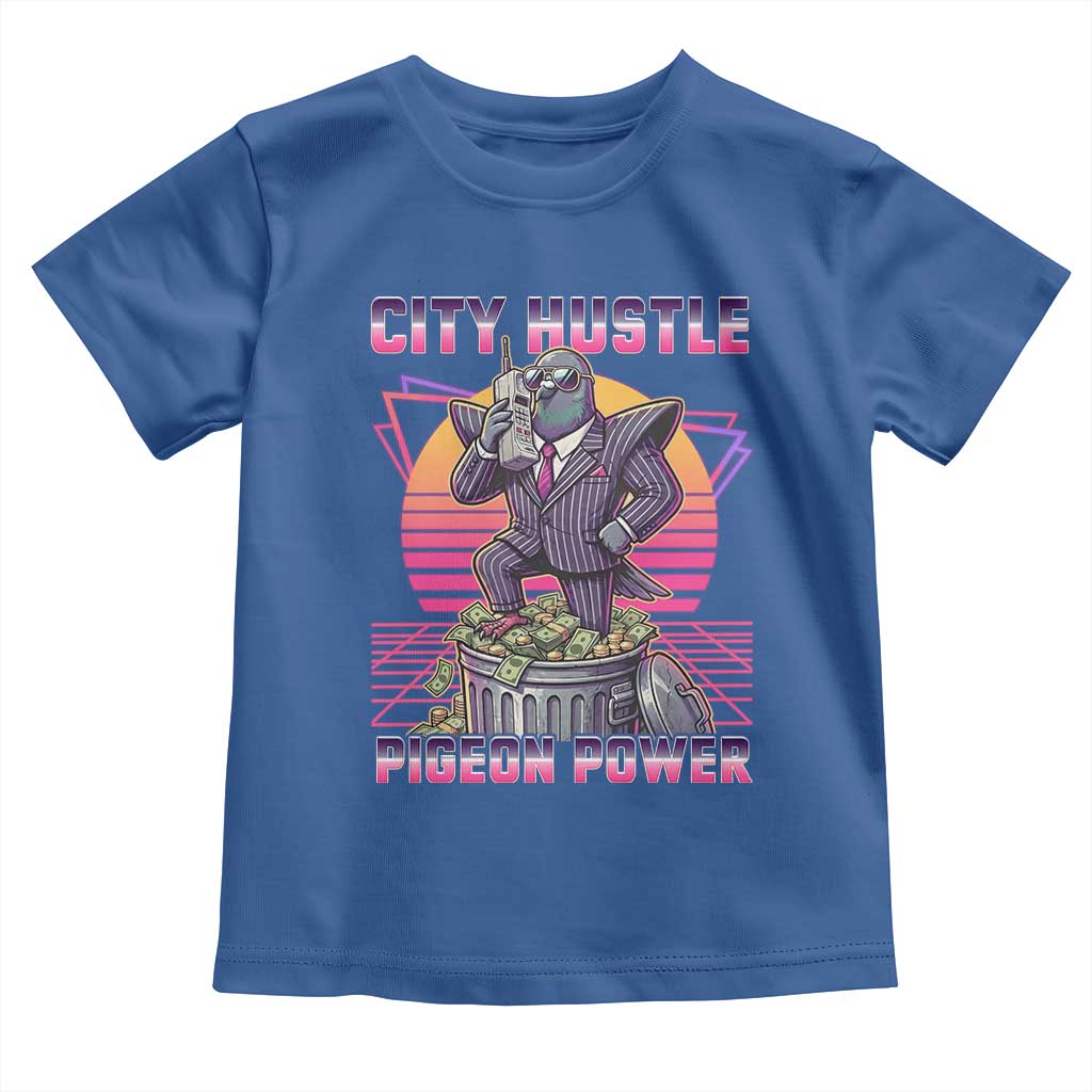 Retro City Hustle Pigeon Power Toddler T Shirt Funny 80s Style Money Bird Gangsta TS02 Royal Blue Print Your Wear