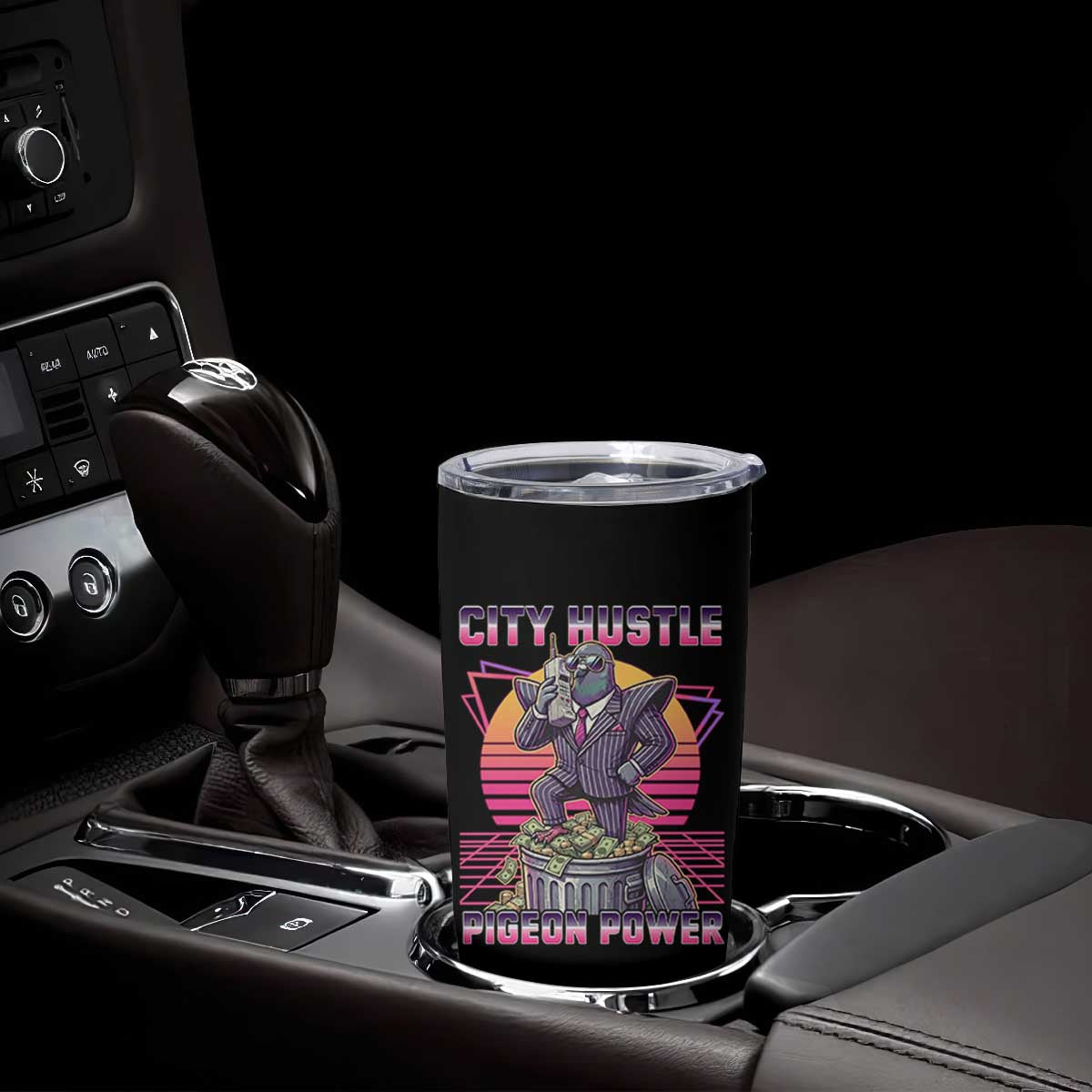 Retro City Hustle Pigeon Power Tumbler Cup Funny 80s Style Money Bird Gangsta TS02 Print Your Wear