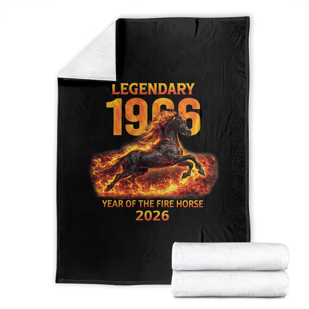 Legendary 1966 Year of the Fire Horse Throw Blanket Fiery 2026 Zodiac Birthday Gift - Print Your Wear