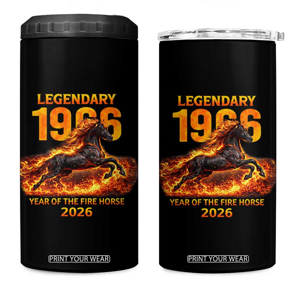 Legendary 1966 Year of the Fire Horse 4 in 1 Can Cooler Tumbler Fiery 2026 Zodiac Birthday Gift TS02 One Size: 16 oz Black Print Your Wear