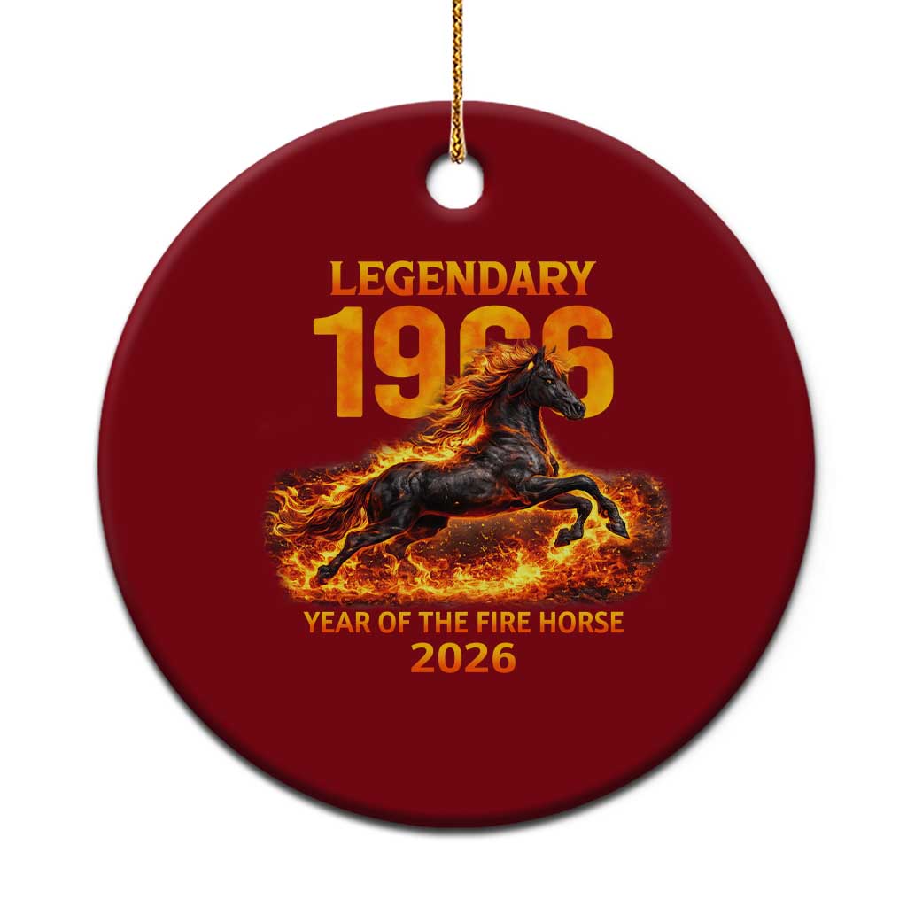 Legendary 1966 Year of the Fire Horse Ceramic Ornament Fiery 2026 Zodiac Birthday Gift TS02 1pc Red Print Your Wear