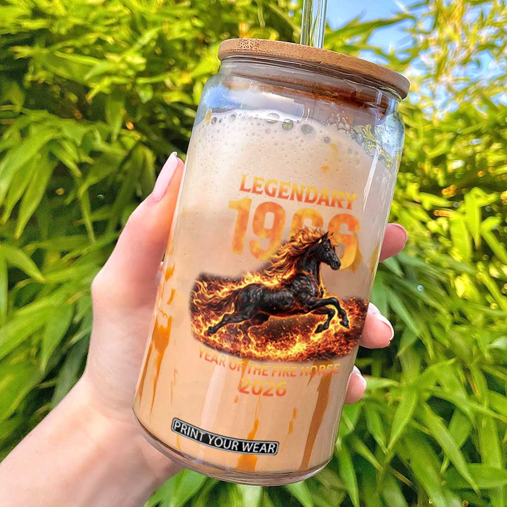 Legendary 1966 Year of the Fire Horse Glass Can Fiery 2026 Zodiac Birthday Gift TS02 Black Print Your Wear