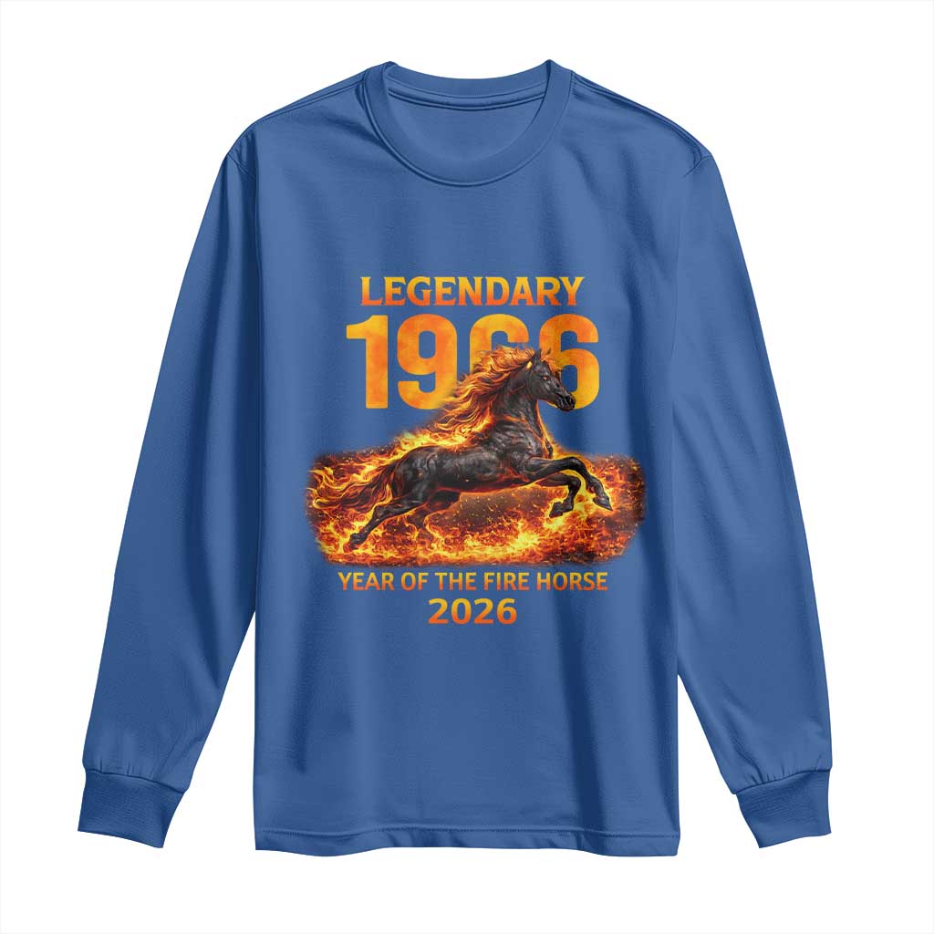 Legendary 1966 Year of the Fire Horse Long Sleeve Shirt Fiery 2026 Zodiac Birthday Gift TS02 Royal Blue Print Your Wear