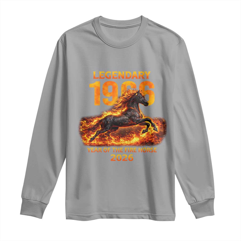 Legendary 1966 Year of the Fire Horse Long Sleeve Shirt Fiery 2026 Zodiac Birthday Gift TS02 Sport Gray Print Your Wear