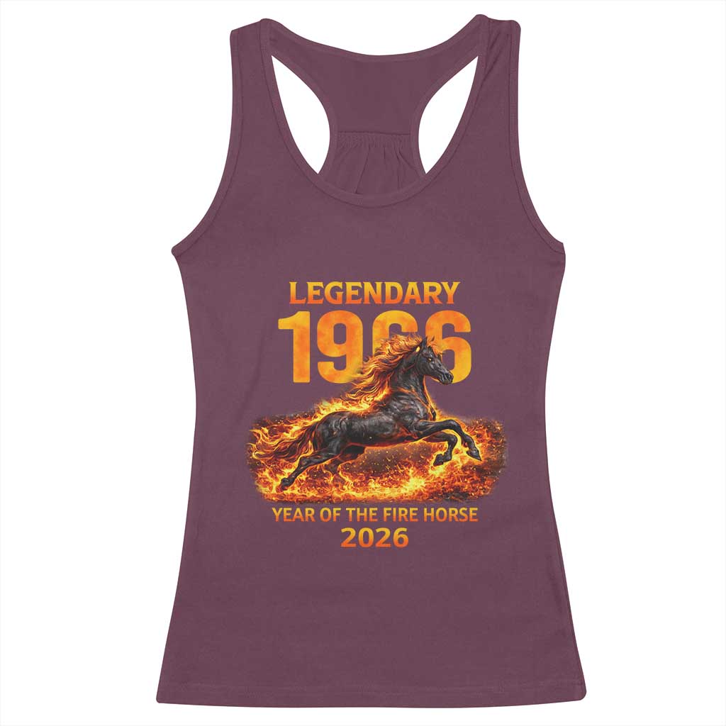 Legendary 1966 Year of the Fire Horse Racerback Tank Top Fiery 2026 Zodiac Birthday Gift TS02 Maroon Print Your Wear