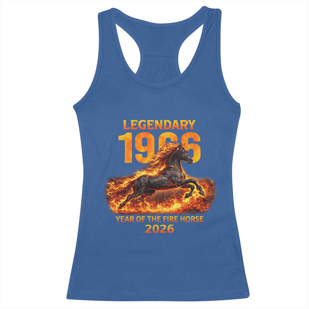 Legendary 1966 Year of the Fire Horse Racerback Tank Top Fiery 2026 Zodiac Birthday Gift TS02 Royal Blue Print Your Wear