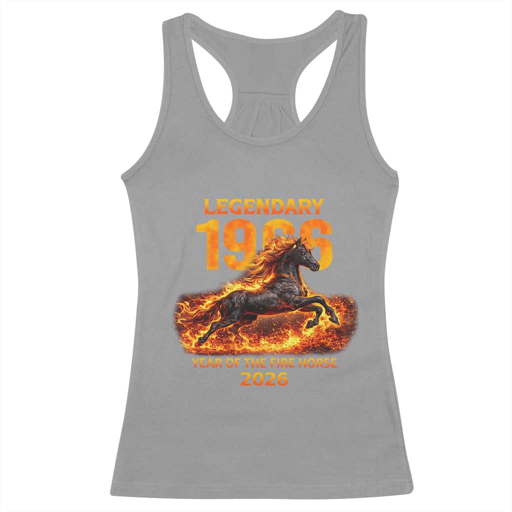 Legendary 1966 Year of the Fire Horse Racerback Tank Top Fiery 2026 Zodiac Birthday Gift TS02 Sport Gray Print Your Wear
