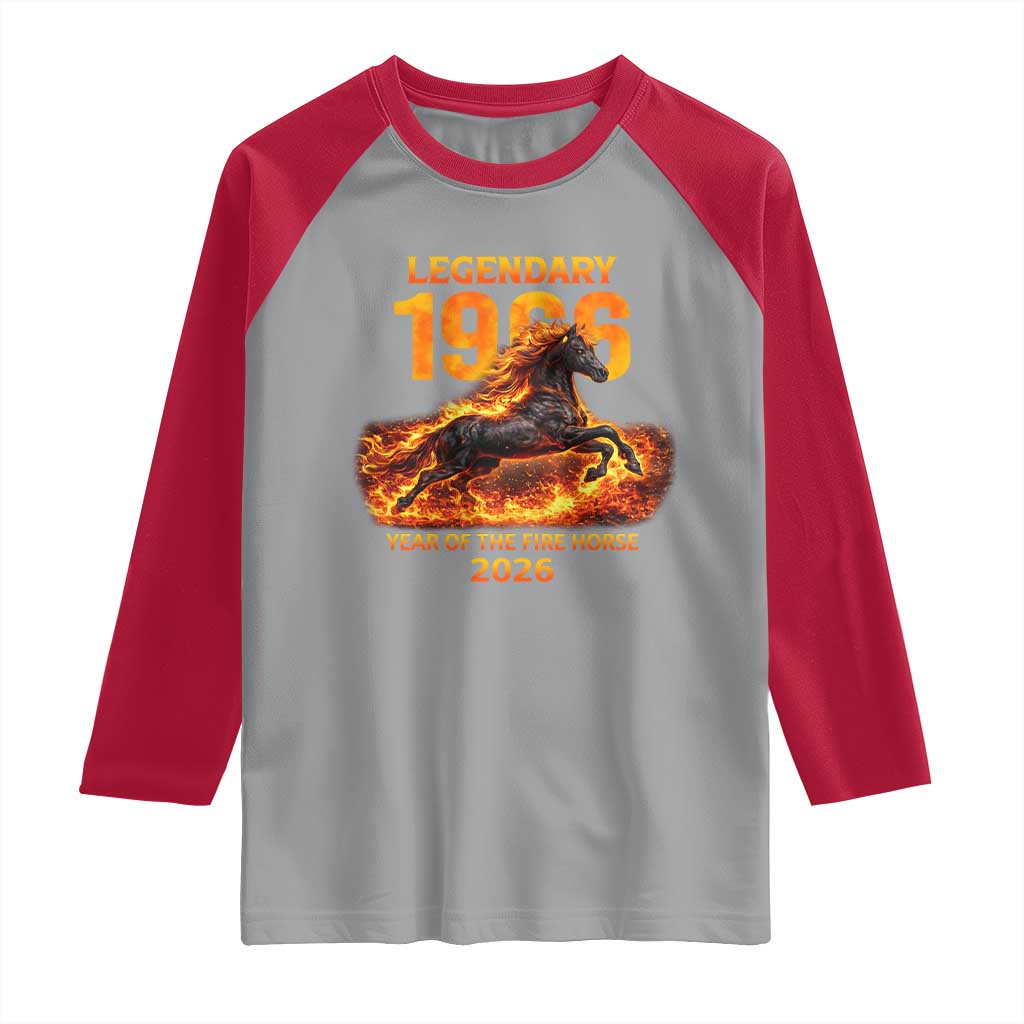 Legendary 1966 Year of the Fire Horse Raglan Shirt Fiery 2026 Zodiac Birthday Gift TS02 Sport Gray Red Print Your Wear