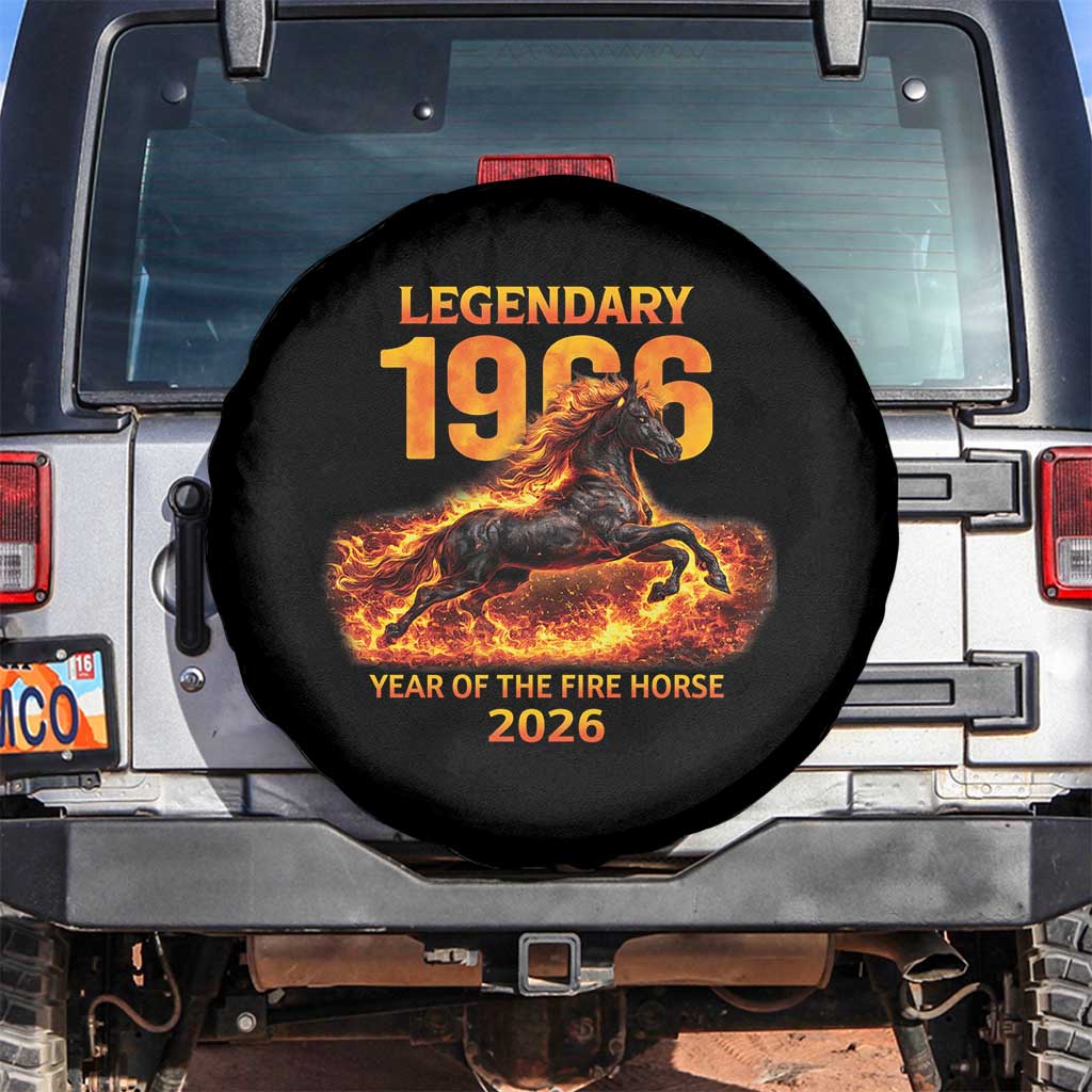 Legendary 1966 Year of the Fire Horse Spare Tire Cover Fiery 2026 Zodiac Birthday Gift TS02 No hole Black Print Your Wear