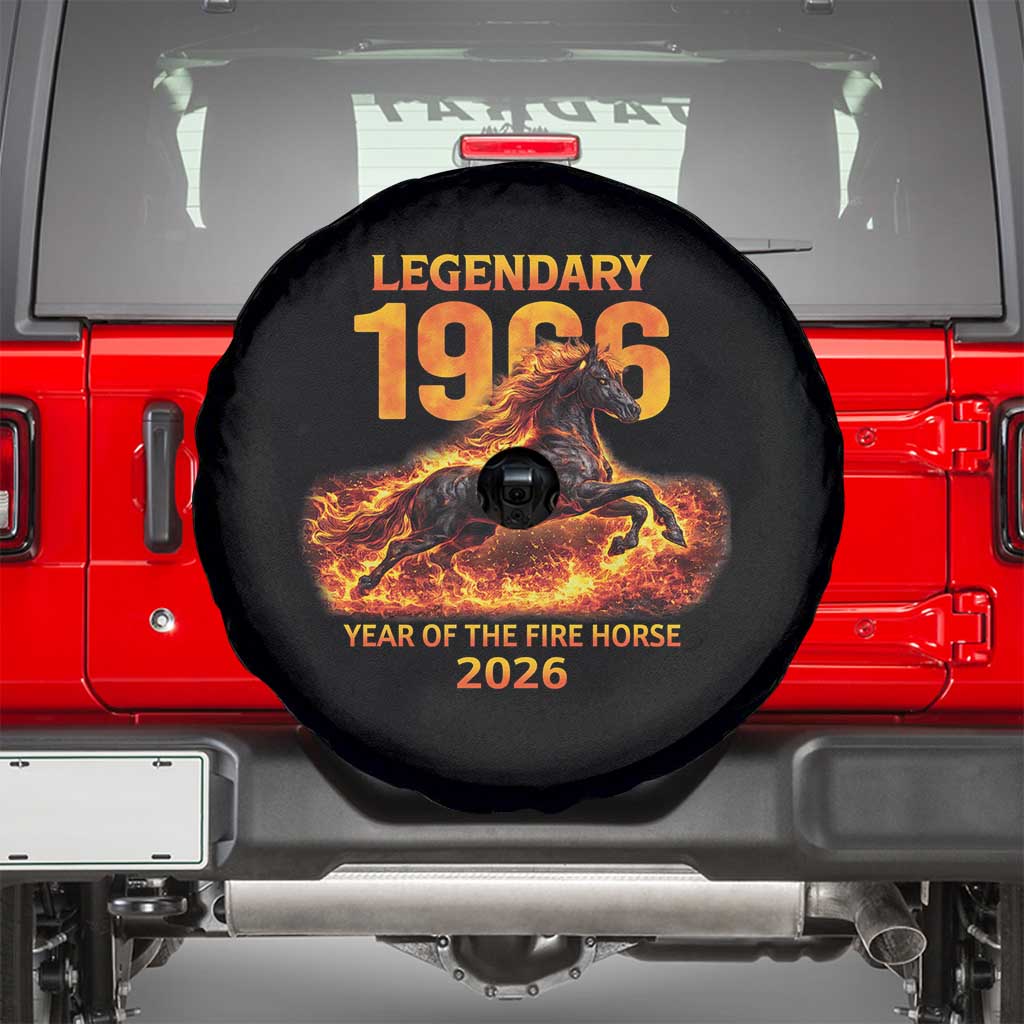 Legendary 1966 Year of the Fire Horse Spare Tire Cover Fiery 2026 Zodiac Birthday Gift TS02 Black Print Your Wear