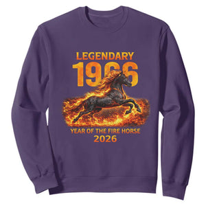 Legendary 1966 Year of the Fire Horse Sweatshirt Fiery 2026 Zodiac Birthday Gift TS02 Purple Print Your Wear
