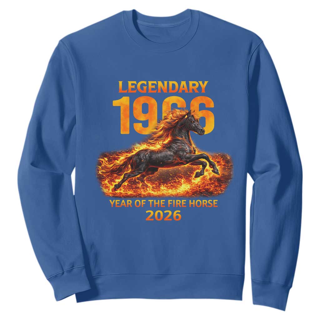 Legendary 1966 Year of the Fire Horse Sweatshirt Fiery 2026 Zodiac Birthday Gift TS02 Royal Blue Print Your Wear