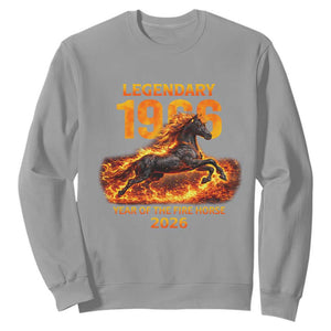 Legendary 1966 Year of the Fire Horse Sweatshirt Fiery 2026 Zodiac Birthday Gift TS02 Sport Gray Print Your Wear