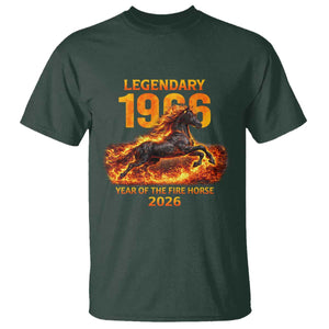 Legendary 1966 Year of the Fire Horse T Shirt Fiery 2026 Zodiac Birthday Gift TS02 Dark Forest Green Print Your Wear