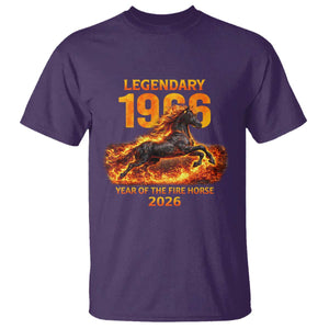 Legendary 1966 Year of the Fire Horse T Shirt Fiery 2026 Zodiac Birthday Gift TS02 Purple Print Your Wear