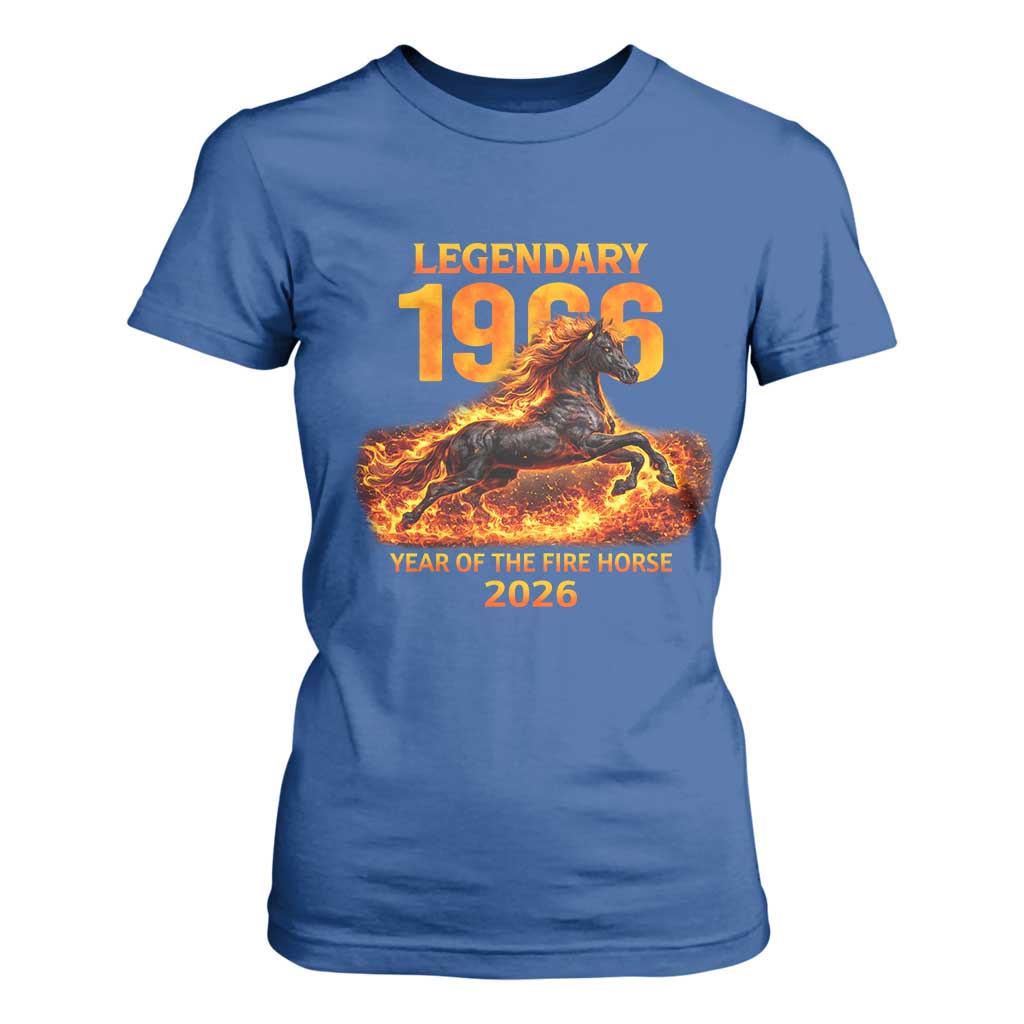 Legendary 1966 Year of the Fire Horse T Shirt For Women - Fiery 2026 Zodiac Birthday Gift TS02 Royal Blue Print Your Wear