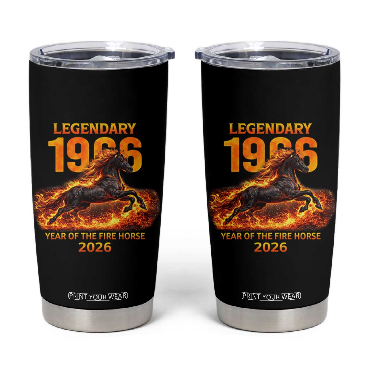 Legendary 1966 Year of the Fire Horse Tumbler Cup Fiery 2026 Zodiac Birthday Gift TS02 Black Print Your Wear