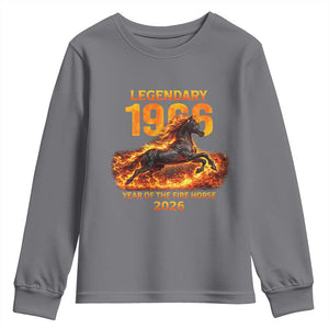 Legendary 1966 Year of the Fire Horse Youth Sweatshirt Fiery 2026 Zodiac Birthday Gift TS02 Charcoal Print Your Wear