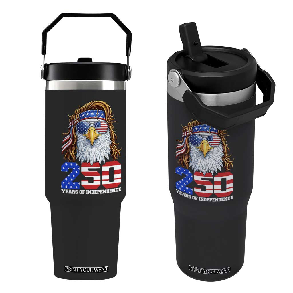 250 Years of Independece Patriotic Eagle Flip Straw Tumbler 1776 2026 USA Flag 4th of July Semiquincentennial TS02 One Size: 30 oz Black Print Your Wear