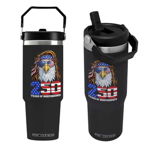 250 Years of Independece Patriotic Eagle Flip Straw Tumbler 1776 2026 USA Flag 4th of July Semiquincentennial TS02 One Size: 30 oz Black Print Your Wear