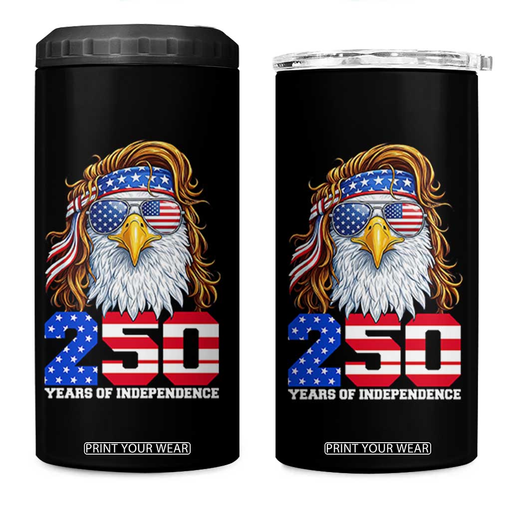 250 Years of Independece Patriotic Eagle 4 in 1 Can Cooler Tumbler 1776 2026 USA Flag 4th of July Semiquincentennial TS02 One Size: 16 oz Black Print Your Wear